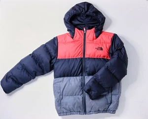 The North Face Down Jacket Reversible 550 Puffer Youth Medium 10/12 Black Red - Picture 1 of 19