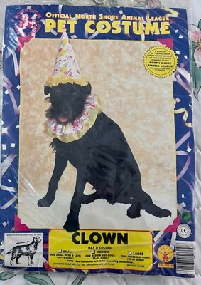 Fantasia vintage North Shore Animal League chapéu palhaço animal de estimação e colarinho serve na maioria dos tamanhos - Imagem 1 de 2