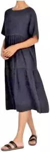 Johnny Was Calme Gr. XS Raglan abgestuftes Kleid Baumwolle Gaze kurzärmelig Midi schwarz - Bild 1 von 3