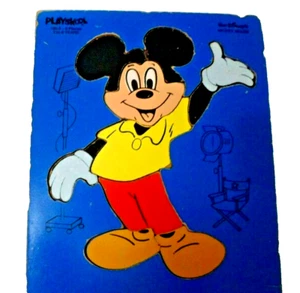 Vintage Playskool  wooden puzzle 1960'S WALT DISNEY MICKEY MOUSE 8 PC  - Picture 1 of 3