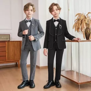 Boys 5-Piece Formal Suit Slim Fit Wedding Outfit 4-12Y(330) - Picture 1 of 9