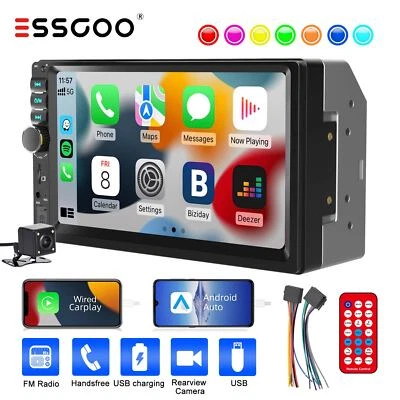 Doppel 2 DIN Autoradio 7 Zoll Carplay Android Auto Bluetooth USB AUX TF Kamera - Bild 1 von 4
