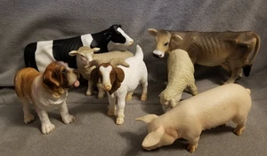 Schleich mucca pecora maiale capra cane fattoria stalla '94-03 ritirato lotto di 7 - Foto 1 di 16