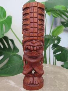 Hawaii Hand Made Home Decor Solid Wood Polynesian 8" Tiki Kāne Engraved Statue - Picture 1 of 7