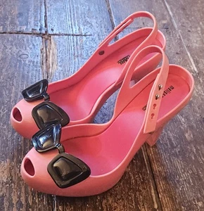 Zapatos de tacón de PVC rosa Melissa + Karl Lagerfeld, Reino Unido s.4 (37), punta abierta/gafas de sol. - Imagen 1 de 17