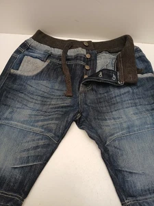 Mens No Fear Denim Shorts Button Fly Elasticated Waist and Tie Cord Medium L 12" - Picture 1 of 20