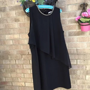 Party/cocktail Dress Black With Jewelled Neckline Size 20 By George - Picture 1 of 10