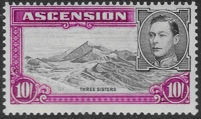 ASCENSIÓN 1938-53. 10/- NEGRO Y MORADO BRILLANTE MNH. PERF 13 1/2. SG. 47. (E889) Foto 1 de 2