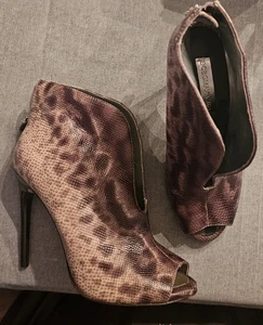 SEXY DAMEN-STIEFELETTEN BCBG MAX AZRIA SCHLANGENLEDER BRAUN HOHER ABSATZ 7 37 - Bild 1 von 12