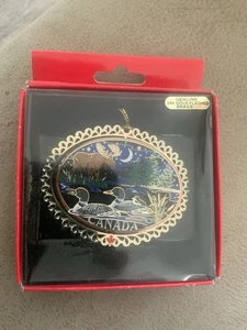 Victoria Canadá Adorno de Navidad En Caja De Colección Acabado Oro 24K Patos Lago Alce - Imagen 1 de 5