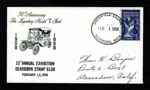 1958 Event Cover Model T Ford Cachet / Dearborn Stamp Club - Michigan sc 1090 - Picture 1 of 2