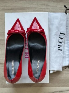 EMILIO PUCCI RED PATENT LEATHER PUMPS IT 38 WOMENS SHOES AUTHENTIC 👀 - Picture 1 of 7