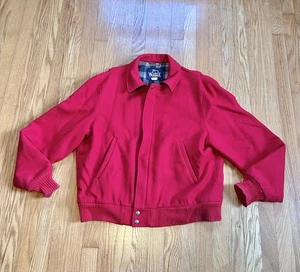 Vintage Woolrich Bomber Jacket Wool Plaid Lined Mens Large USA Made Outdoors 80s - Picture 1 of 14