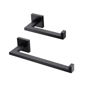 Juego de anillos de toalla y soporte de papel higiénico negro mate SUS 304 acero inoxidable 2... - Imagen 1 de 7