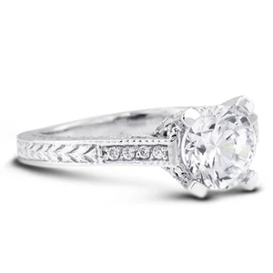 2.43 CT H/SI1 Round Natural Diamonds Platinum Vintage Style Engagement Ring - Picture 1 of 11