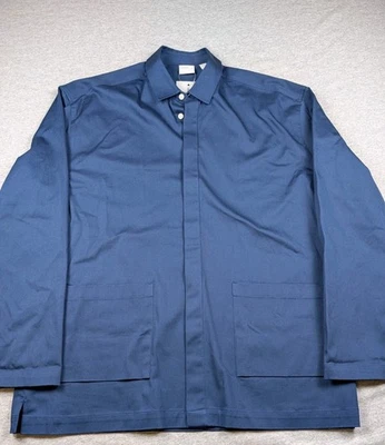 NWT ASOS White Men’s M Oversized Shirt Jacket Shacket Navy Blue Cotton Elastane  - Image 1 of 4