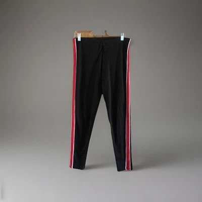 H&M Pantalón ajustado negro Leggings rojo blanco rayas excelente estado Grande Foto 1 de 4