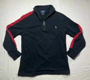 Polo Ralph Lauren Sweater Boys Size Small (8) Black Red Mock Zip Pullover - Picture 1 of 7