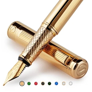 Pluma Estilográfica de Lujo Scriveiner - Impresionante Pluma de Lujo Dorada, Acabado Dorado Real,... - Imagen 1 de 9