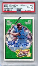 2005 Upper Deck Heroes Signature Emerald 43 Mike Schmidt Auto 34/99 PSA 10 GEM