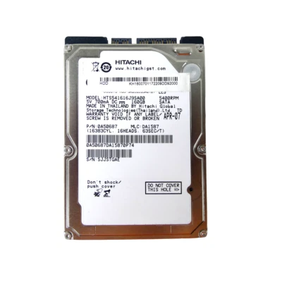HITACHI (HTS541616J9SA00) 160 GB HDD 2.5" 8 MB 5400 RPM SATA Laptop Hard Disk - Image 1 of 3