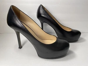Zapatos de tacón YSL Yves Saint Laurent de cuero en relieve negros 36/5,5-6 $795 - Imagen 1 de 12