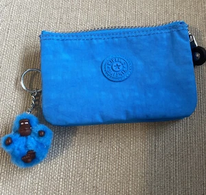 KIPLING Ladies Blue Teal Soft Pouch Purse - Zip Closure & Monkey KARLIEN Keyring - Picture 1 of 16