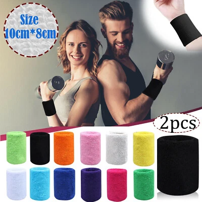 Handgelenk Schweißbänder 2er Pack Sportarmbänder Unisex Handgelenk Schweißband Gym Laufen - Bild 1 von 4