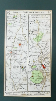 Mapas de carreteras del siglo XIX coloreados a mano rutas de Wiltshire Dorset Hampshire Foto 1 de 3