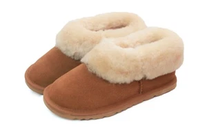 Nordvek Womens Cosy Genuine Sheepskin Lined Suede Slipper Boots With Sole - Picture 1 of 7