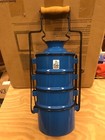 Vintage Made in Poland VIKING Enamelware Tiffin / Miners’ Lunch Pail, Blue