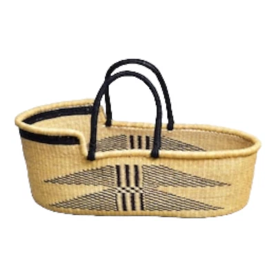 Cama de bebê Boho berçário – berço cesta Moisés africano tecido à mão com design de flecha - Imagem 1 de 3