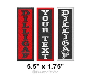 "Toppe motociclista moto ricamate verticali personalizzate cucite su patch 1,75"" x 5,5" - Foto 1 di 11