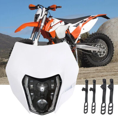 For KTM 250 300 350 450 500 690 IP67 LED Headlight + Fairing Mask Hi/Lo Beam DRL - Image 1 of 4