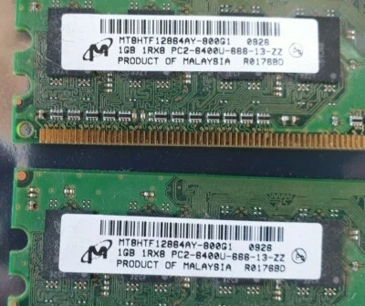 MICRON MT8HTF12864AY-800G1 PC2-6400U-666-13-ZZ 1GB 2/PCS (R4S2.5B1) - Image 1 of 2