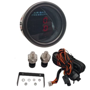 52mm Dual display air pressure gauge PSI air suspension RED LED 1/8NPT sensors  - Imagen 1 de 12