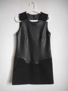 Barbara Bui Shift Leather Combinatore Pinafore Dress Size 40 - Picture 1 of 10