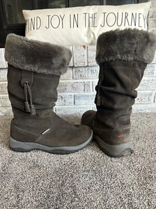 Baffin Katie Tall Winter Snow Boots Brown Suede Faux Fur MIKU-W008 Women's Sz 10 - Picture 1 of 8