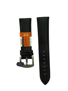 Real Top Leather Watchband Smooth 22-24-26-28-30 MM Schwarz-Weiß-Rot-Orange-Gelb - Picture 1 of 10
