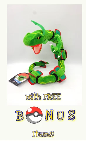 Pokemon Rayquaza Dragon 30” poseable FLEXIBLE Pokémon Plush Bonus Items Cover