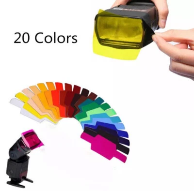 20pcs Assorted Colours Strobist Flash Camera Speedlite Light Diffuser Filter Set - Image 1 of 4