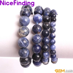 Pulsera Joyería Elástica con Cuentas Piedras Preciosas Sodalita Azul Natural Unisex 6mm 8mm 10 - Imagen 1 de 19