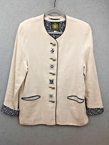 Hummingbird Size 10 Natural Coloured Linen Cotton Lined Embroidered Jacket - Picture 1 of 16