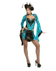 Sexy Women's Black Blue Naughty Chinese Geisha Girl Adult Costume Medium 10-12 - Picture 1 of 1