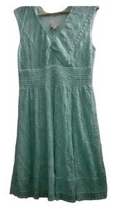 Rabbit Rabbit Rabbit Teal Green Lace Overlay Womens Sz 12p Sleeveles Midi Dress - Picture 1 of 9