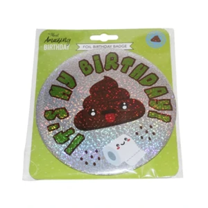 Giant Foil Birthday Badge - Emoji Poo 15cm - Picture 1 of 1