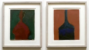 Nancy Shaver The Paint Brush & Violin 1987 Paar einzigartige Mischtechnik funktioniert gerahmt - Bild 1 von 5