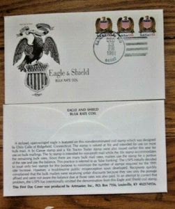EAGLE & SHIELD 1991 UNOFFICIAL FIRST DAY CANCEL EAGLEVILLE MISSOURI AM CACHT FDC - Picture 1 of 1