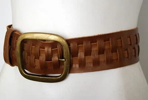 Billabong Brown Genuine Leather Wide Weaved Women's Waist Belt Size Small-Medium - Picture 1 of 4