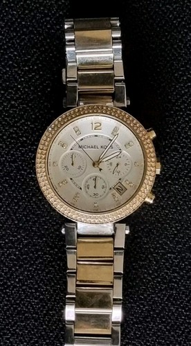 OROLOGIO MICHAEL KORS PARKER MK5626 QUARZO CRONOGRAFO ACCIAIO INOX BIANCO E ORO